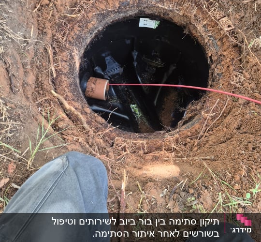 עבודות פתיחת סתימה וניקוי בשוחת ביוב בחצר